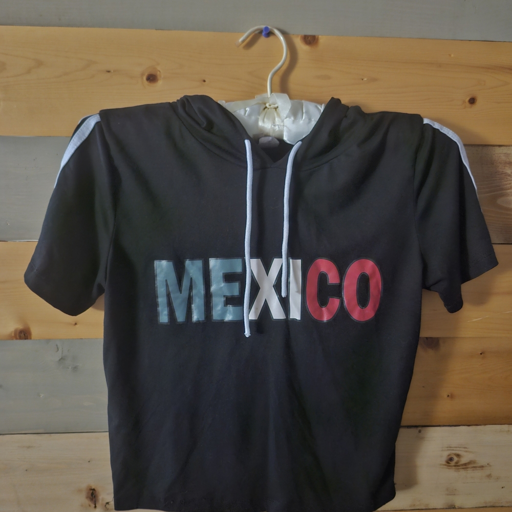 Black Mexico Crop Top Hoodie